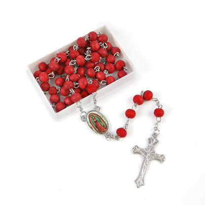 12 Pcs Baptism Our Lady of Guadalupe Rose Scented Wood Rosaries Suit Gifts Recuerdos de Bautizo First Communion Party Favor
