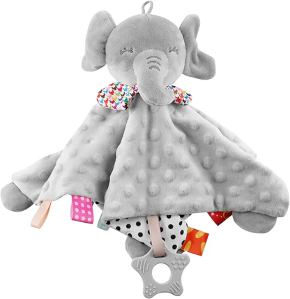 Baby Security Blanket Elephant with Tags Teether Rattles Soft Snuggle Blanket