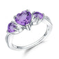 GEM'S BALLET 925 Sterling Silver February Birthstone Ring 1.71Ct Natural Amethyst Heart Rings For Women Valentine's Day Jewelry