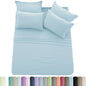 Lux Décor 6pc Solid Sheet Set - Brushed Microfiber Bed Sheets 16 Inches Deep Pockets - Embroidered & Plain Pillowcases