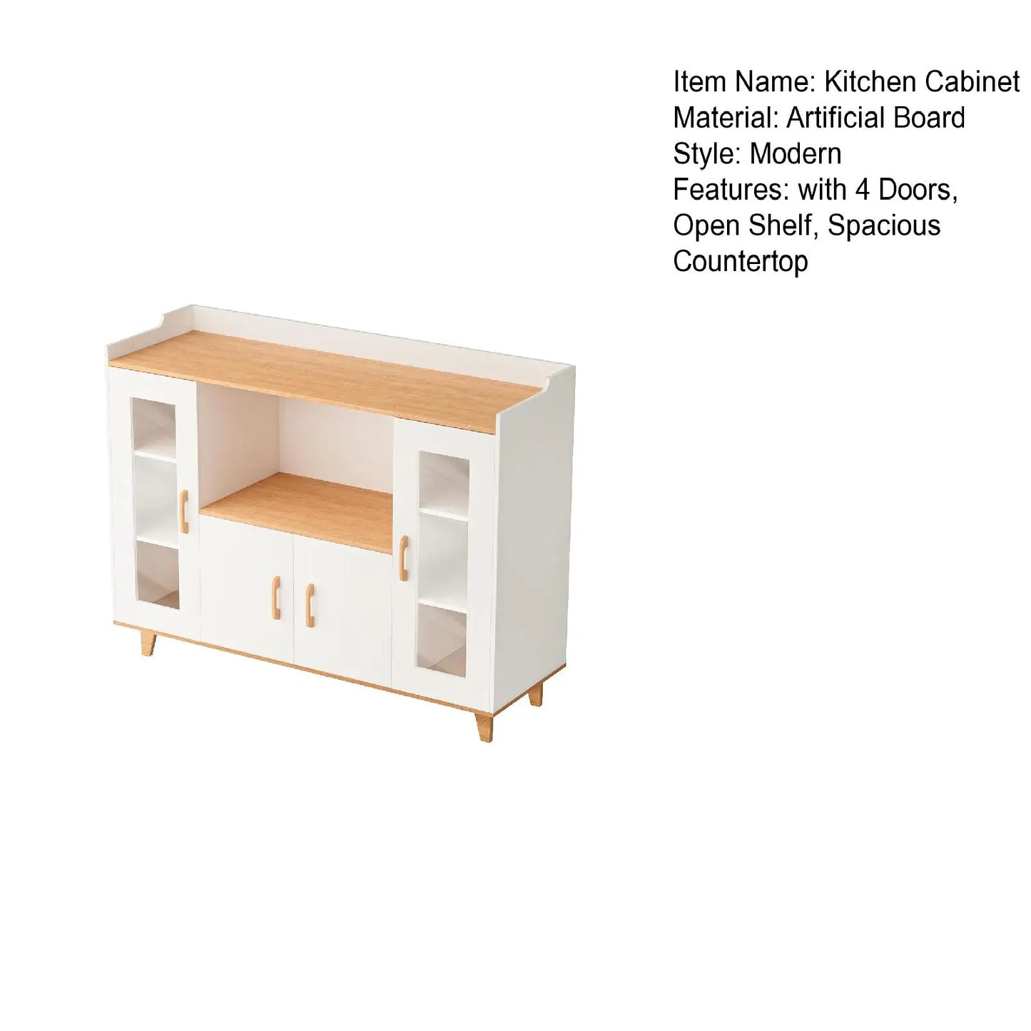 Kitchen Buffet Cabinet, Sideboard Buffet Cabinet, Kitchen Storage Cabinet with Open Shelf and 4 Doors for Kitchen, Living Room