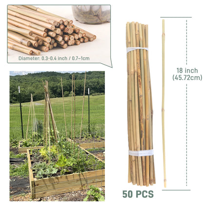 50‑Pack 18" Bamboo Plant Stakes – Indoor/Outdoor Garden Support Sticks