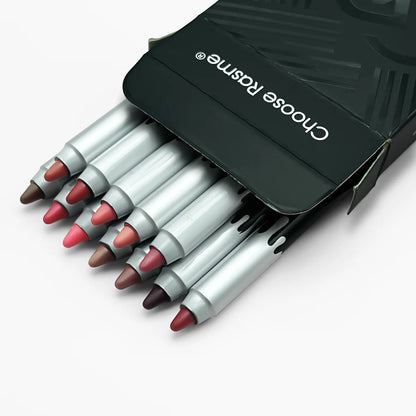 12 color matte lip liner set, lipstick pen in 12 colors, gift set, durable lip makeup