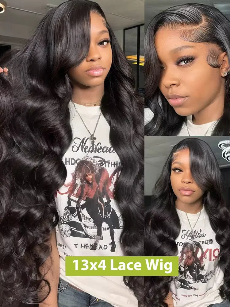 30 34 Inch Water Wave Lace Front Wig Human Hair Brazilian Body Wave 13x4 HD Lace Frontal Wig Pre Plucked For Women 250%