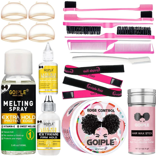 Waterproof Lace Glue Kit Glueless Lace Melting Spray Wig Adhesive Extra Hold For Lace Front Hair Glue Edge Control Wax Stick