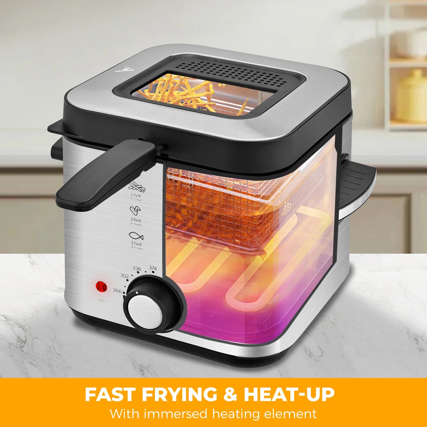 Deep Fryer 1.5L Cool Touch with Basket Nonstick Removable Lid for Street Vendors Fried Chicken Fries Pot US