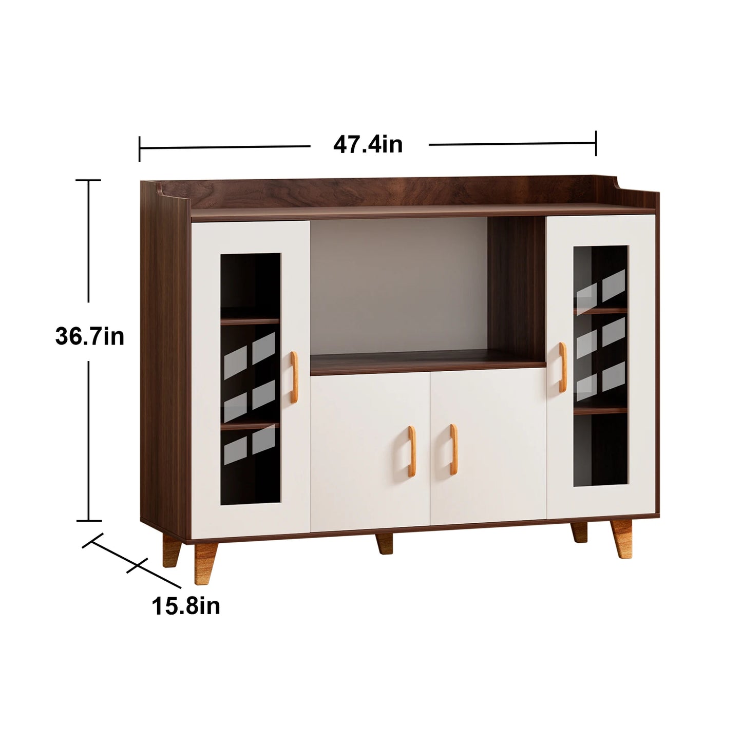 Kitchen Buffet Cabinet, Sideboard Buffet Cabinet, Kitchen Storage Cabinet with Open Shelf and 4 Doors for Kitchen, Living Room