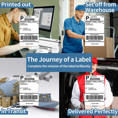 Phomemo A6 4x6inch Direct Thermal Labels 100 Labels Per stacked - shipping label FanFold Paper For PM-241BT/D520 Waybill Printer