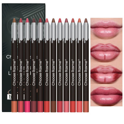 12 color matte lip liner set, lipstick pen in 12 colors, gift set, durable lip makeup