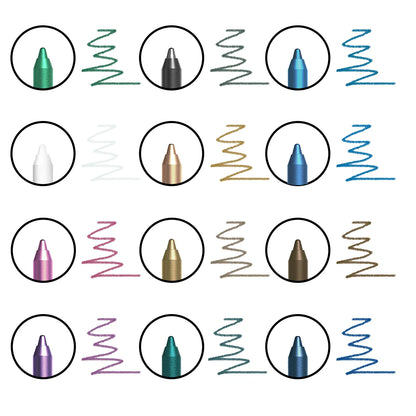 12 Colors Set Glitter & Shimmer Eyeliner Stick Pack - Long-Wearing Blue Tone Eyeliner Pencil with Smooth Application - Versatile