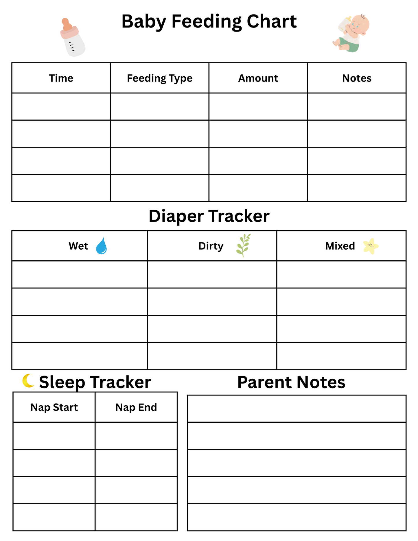 Baby Feeding Chart – Printable