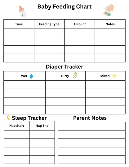 Baby Feeding Chart – Printable
