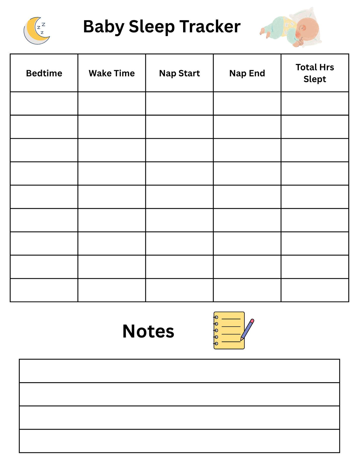 Baby Sleep Tracker Printable