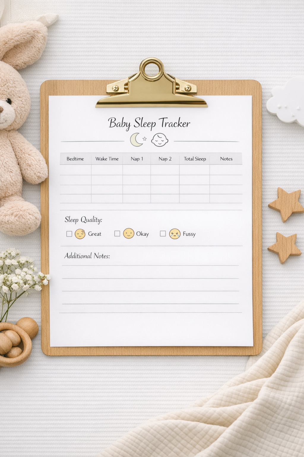 Baby Sleep Tracker Printable – Total Care and Style
