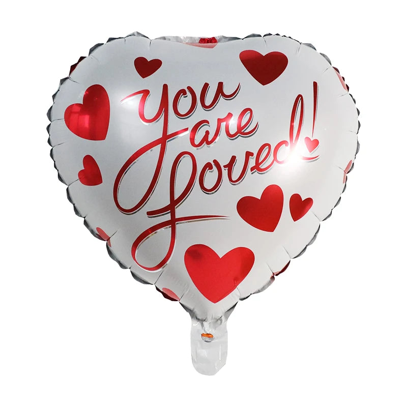 50‑Pack 18" Valentine’s Day Heart Foil Balloons – “I Love You” Helium Wedding & Romantic Party Decorations