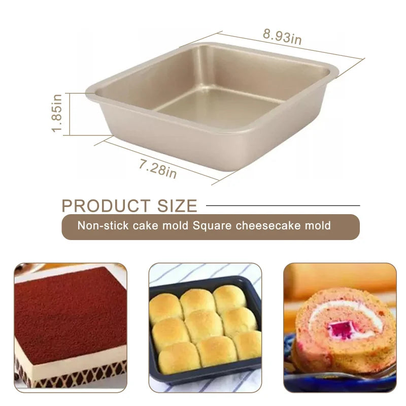 7.5" Square Non‑Stick Carbon Steel Baking Tray – Cake, Bread & Pizza Pan