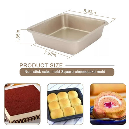 7.5" Square Non‑Stick Carbon Steel Baking Tray – Cake, Bread & Pizza Pan