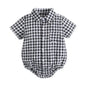 Baby Boys Bodysuits Short Sleeve Plaid Cotton