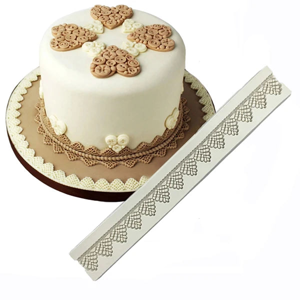 Pearl Rope Wave Flower Gemstone Shape Cake Side Lace Silicone Sugarcraft Mold Fondant Cake Decorating Tools