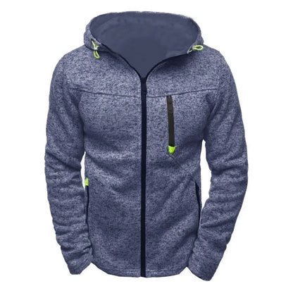 Men's Full Zip Hoodie Solid Color Zipper Hooded Daily Fitness Basic Thin Fleece Hoodies Sweatshirts Long Sleeve Blue Gray Black