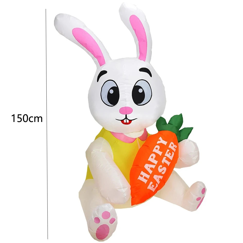 Easter Inflatable Outdoor Toys Easter Bunny Family Eggs Carrot with Build-in LEDs Blow Up Decorations for Party Yard Garden Lawn