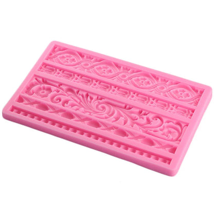 Baroque Scroll Relief Cake Border Silicone Mold Frame Fondant Cake Decorating Tools Candy Chocolate Gumpaste Moulds