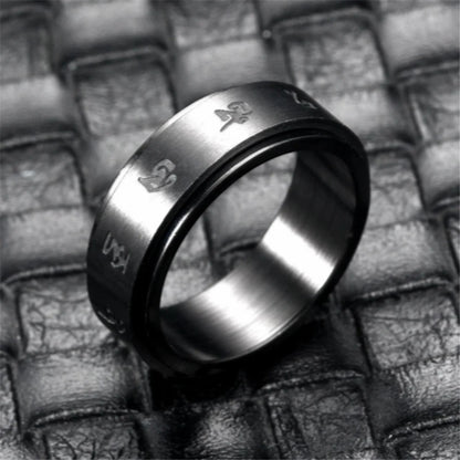 Anxiety Fidget Spinner Buddhism Mantra Rings 8mm Black Color Stainless Steel Spinning Rotating Ring for Men Women Jewelry Gift