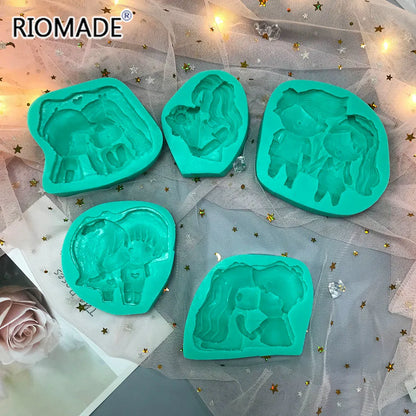 Cartoon Lovers Silicone Mold Valentine's Day Biscuit Cupcake Chocolate Baking Handmade Mould Fondant Cake Decorating Tools