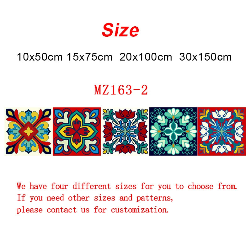 Colorful Pattern Ceramic Tiles Wall Sticker Tables Bathroom Kitchen Home Decor Wall Decals Waterproof Peel & Stick PVC Art Mural