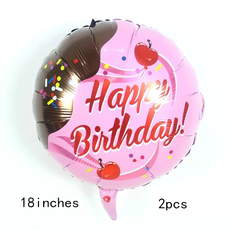 32Inch Donut globos Foil Balloon Fruit Ice Cream Helium Balloon Birthday Party Decoration Kids Toy Sweet Digital baby shower