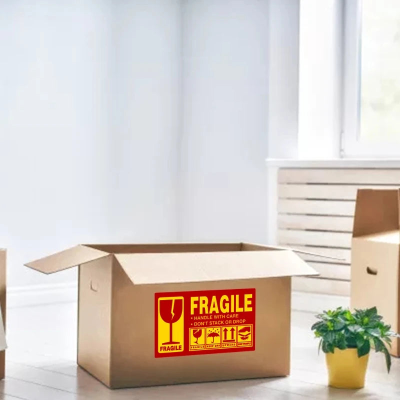 500pcs Fragile Stickers Warning Label Sticker Handle With Care Don't Stack or Drop Sticker Shipping Label for Goods