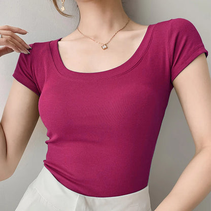 Women Cotton T Shirt Summer  Slim Top   16 Colors