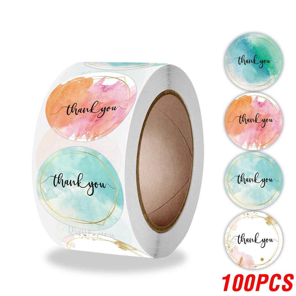 100-500 Pcs Thank You Stickers Cute Pink Gold Labels For Small Business Or Wedding Gift Decor Sticker Stationery Supplies
