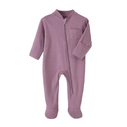 100% Cotton Newborn Baby Clothes Solid Color Jumpsuit Rompers Zipper Infant Boys Girls Spring Bottoming Shirt Jumpsuits Footed