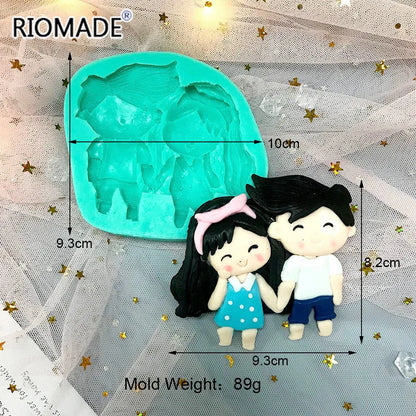 Cartoon Lovers Silicone Mold Valentine's Day Biscuit Cupcake Chocolate Baking Handmade Mould Fondant Cake Decorating Tools