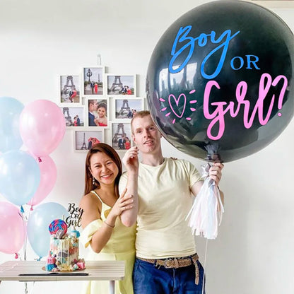 1 Set Giant Boy Or Girl Gender Reveal Black Latex Baby Shower Confetti Ballons