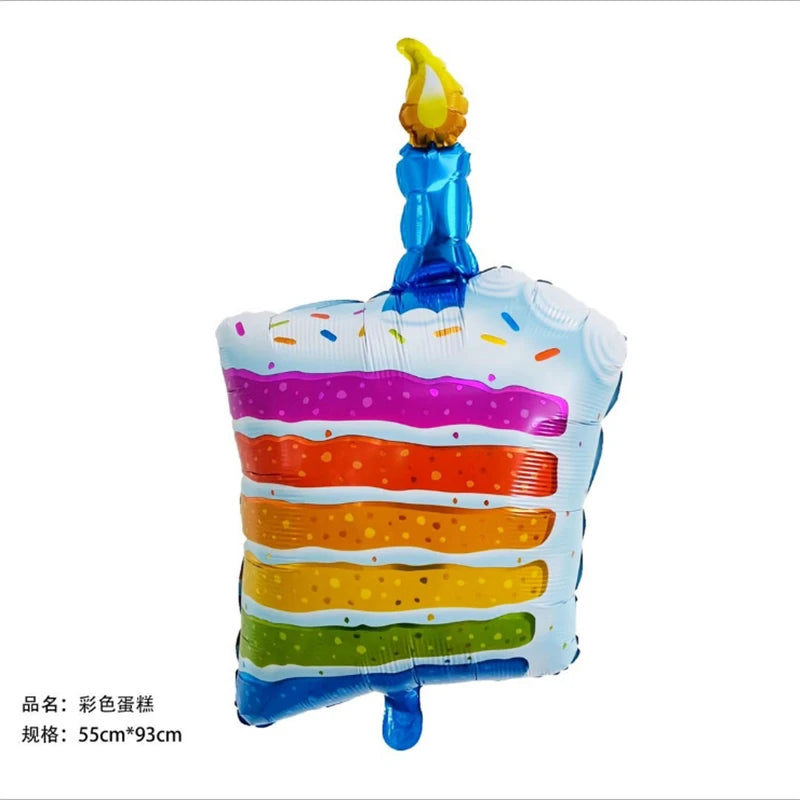 Rainbow Moon & Cloud Cake Gift Box Balloon – 1pc Aluminum Cartoon Birthday Party Decoration