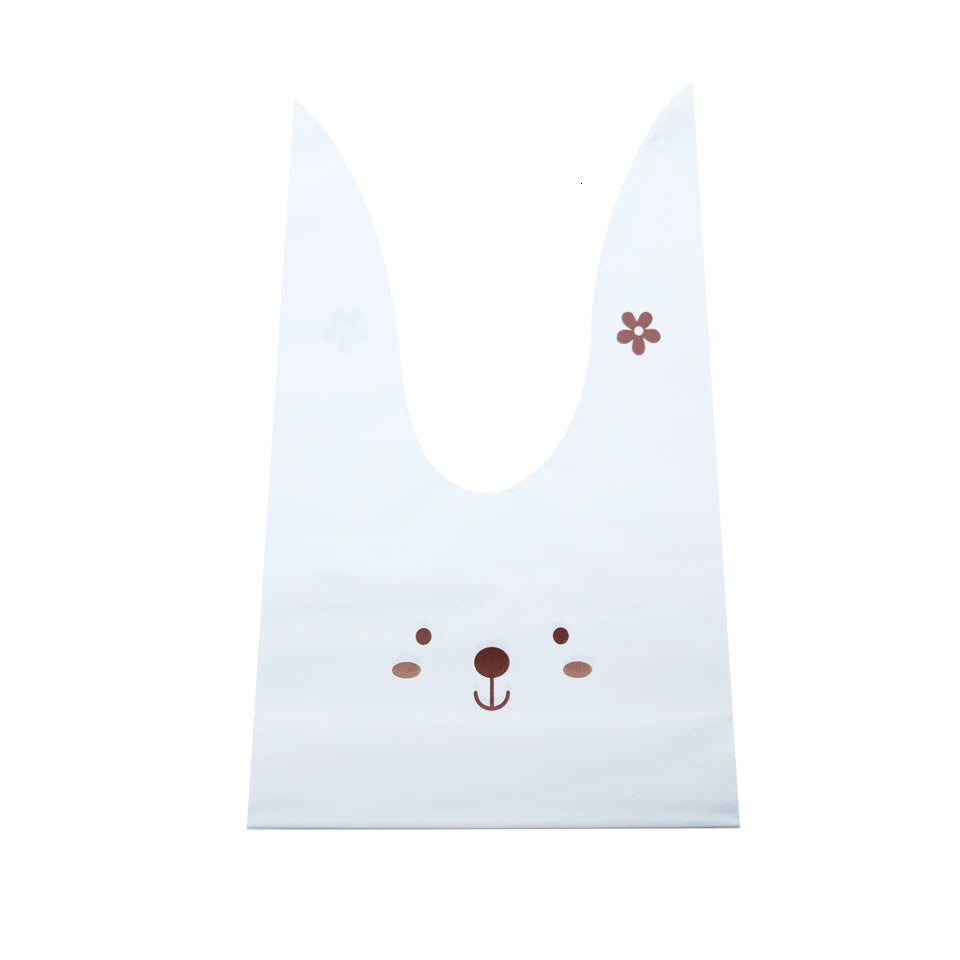 20PCS Kids Birthday Party Decoration Easter Carrot Candy Bag Easter Rabbit Gift Bag Candy Cones Transprant Plastic Bag