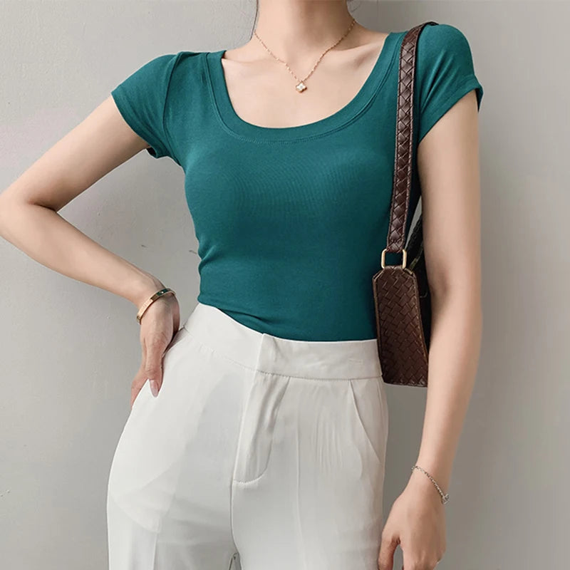 Women Cotton T Shirt Summer  Slim Top   16 Colors