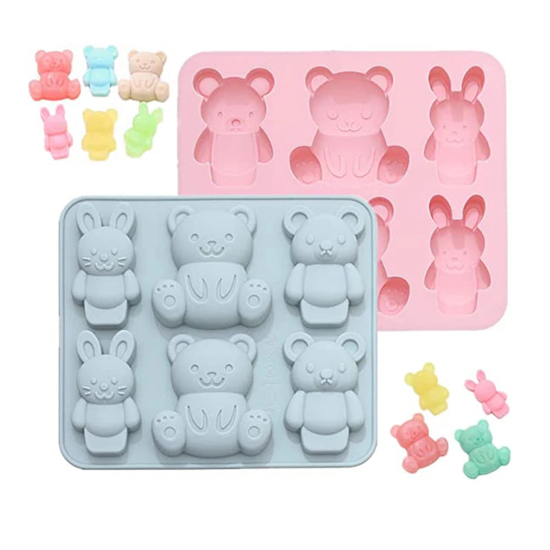 Teddy Bear Silicone Mold Cute Cartoon Animal Chocolate Cake Jello Baking Mould For Handmade DIY Soap Candy Ice Cube Making Tools
