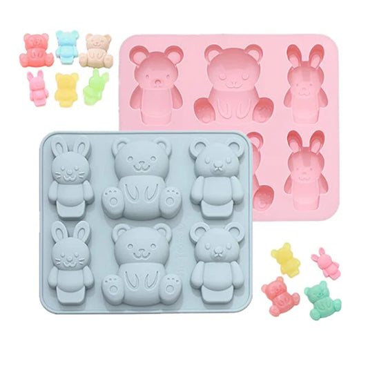 Teddy Bear Silicone Mold Cute Cartoon Animal Chocolate Cake Jello Baking Mould For Handmade DIY Soap Candy Ice Cube Making Tools