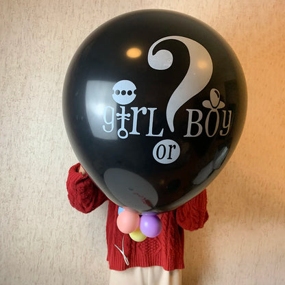 1 Set Giant Boy Or Girl Gender Reveal Black Latex Baby Shower Confetti Ballons