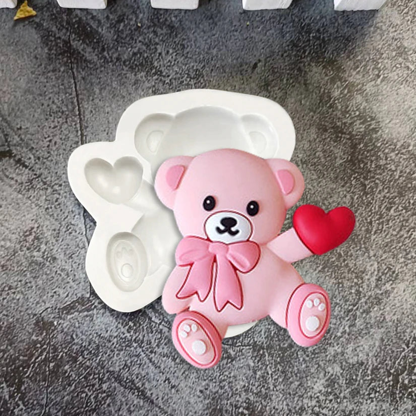 Bear LOVE Heart Silicone Sugarcraft Mold Resin Tools Cupcake Fondant Cake Decorating Tools