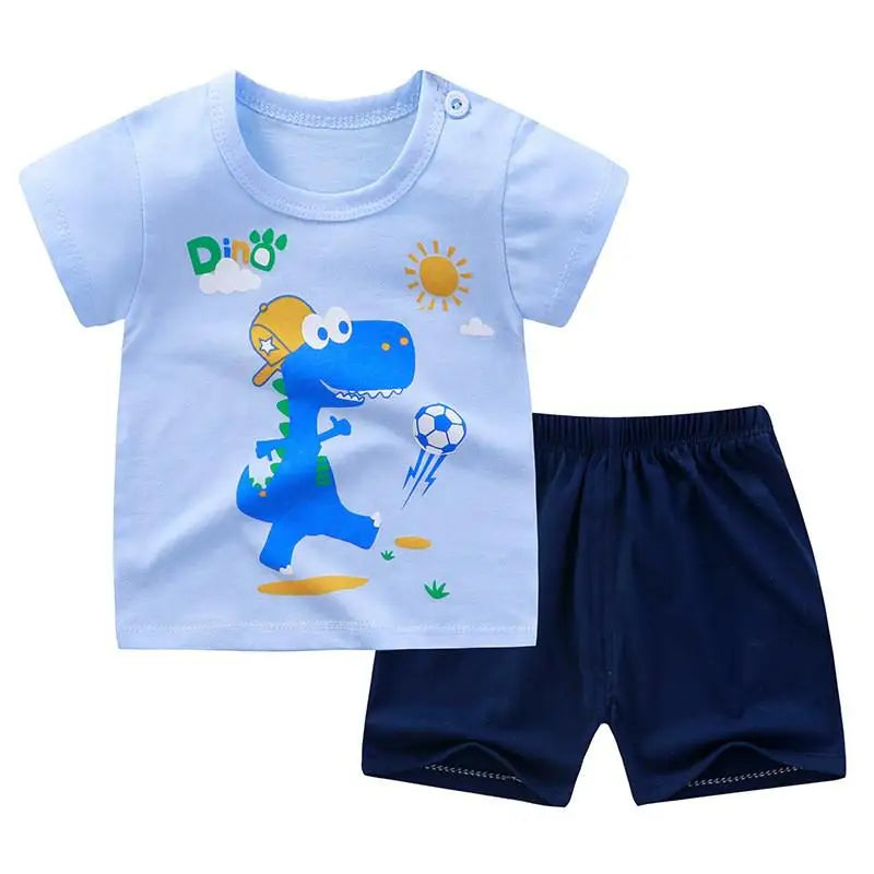 Baby Boys Girls Cartoon T Shirt + Shorts Set Cute Cartoon Pajama Set