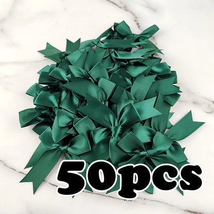 (50 Pcs/pack) 85*85mm Fresh Pink Ribbon Bows Small Size Satin Ribbon Bow Flower Craft Decoration Handwork DIY Party Decoration