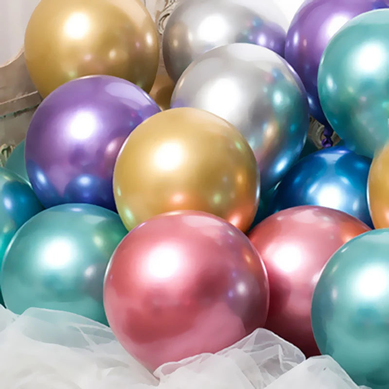 30/50/100pcs 5/10inch Metal Gold Silver Blue Green Purple Latex Balloons Wedding Happy Birthday Metal Chrome Air Helium Balloon