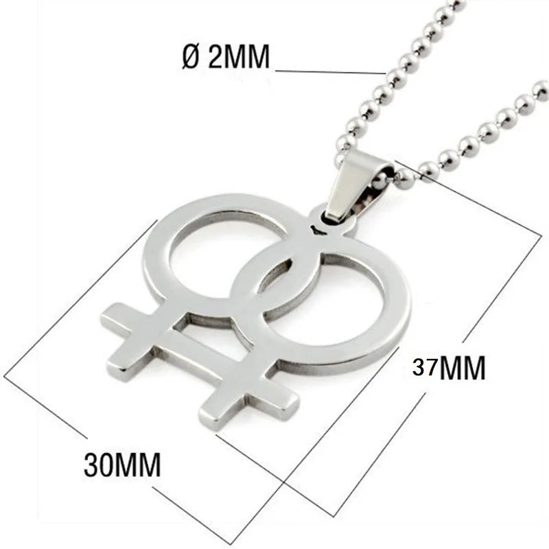 - LGBT Pride Rainbow Symbol Necklace – Stainless Steel Pendant for Men & Women