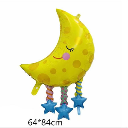 Rainbow Moon & Cloud Cake Gift Box Balloon – 1pc Aluminum Cartoon Birthday Party Decoration