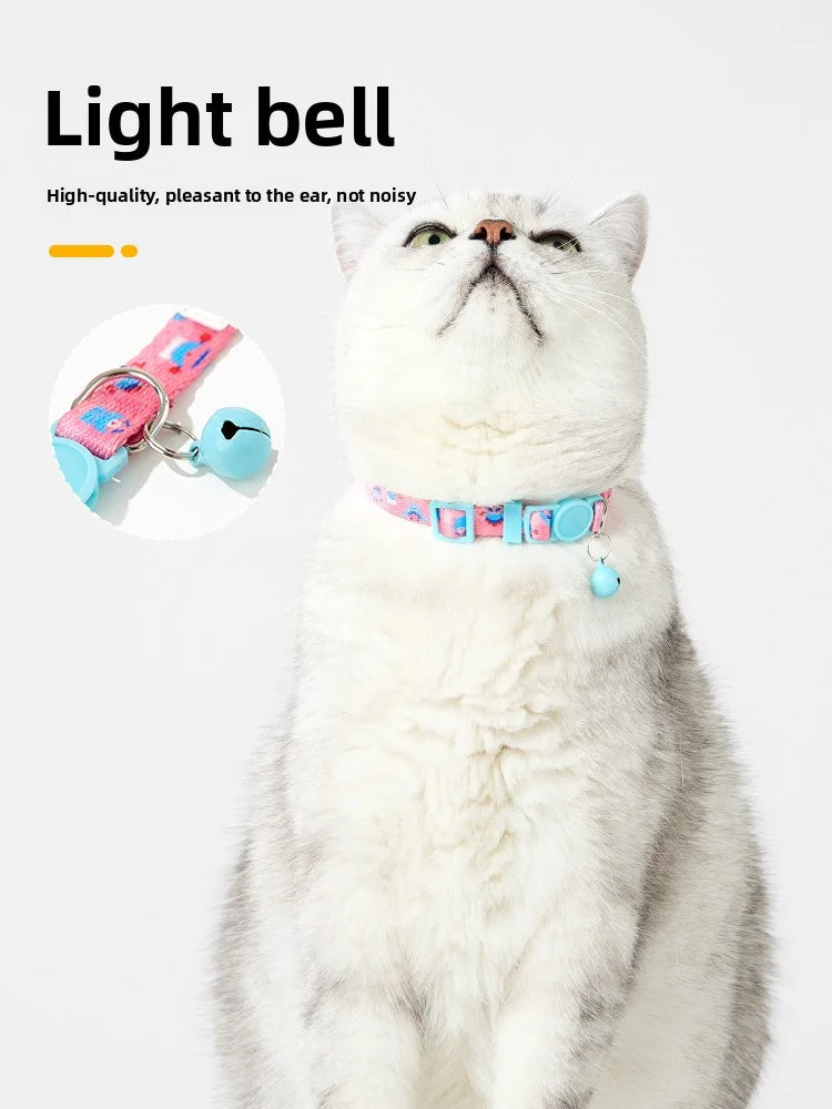Wholesale Modern Luxury Polyester Pet Collar Anti-Suffocation Safety Buckle Rivet Customizable Bell Tag Accessories for Cats