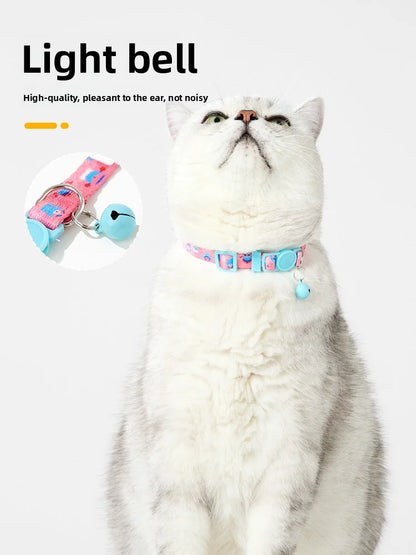 Wholesale Modern Luxury Polyester Pet Collar Anti-Suffocation Safety Buckle Rivet Customizable Bell Tag Accessories for Cats